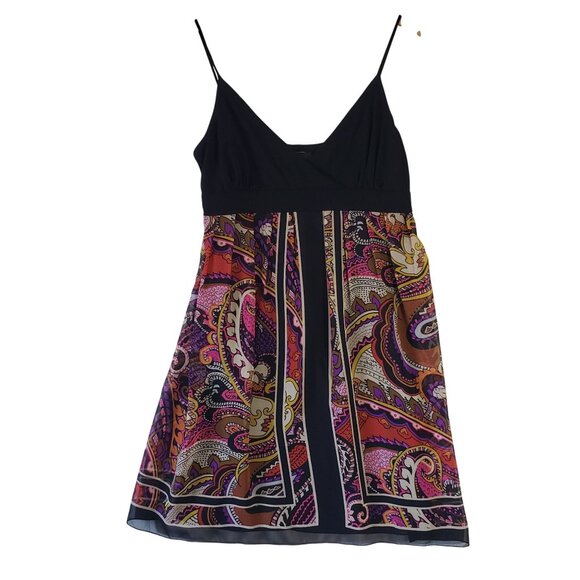 S.L. Fashions 90s Paisley Print Sleeveless Dress Size 14 Retro Boho Electric - Picture 1 of 7